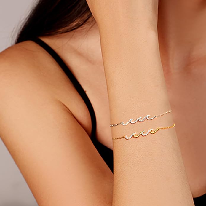 Gift for Best Friends Female,Wave Friendship Bracelet for Women,Bestie Gifts for Women,925 Sterling Silver Bracelet Gifts for Friends Birthday Gift Graduation Gift