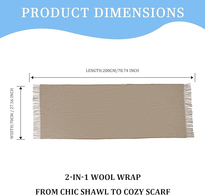 Temminc Winter Scarf for Women - Soft Warm Pashmina Shawl Wrap, Lightweight Fashion Blanket Travel Shawl, Solid Color Scarf