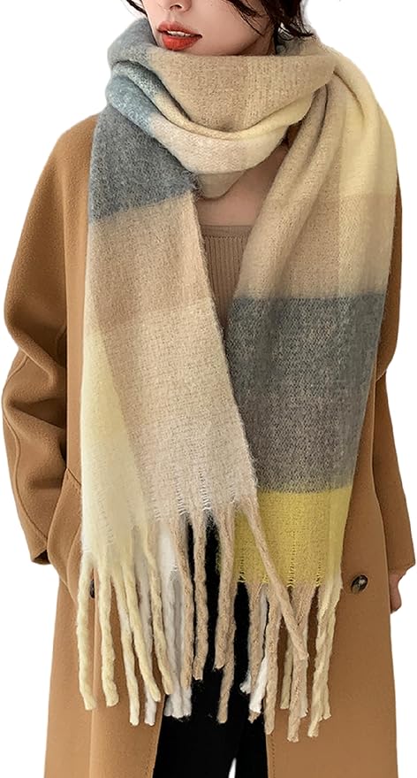 Wander Agio Winter Women Warm Scarf Long Shawl Large Scarves Cold Weather Thick Blanket Scarfs Colorful Plaid