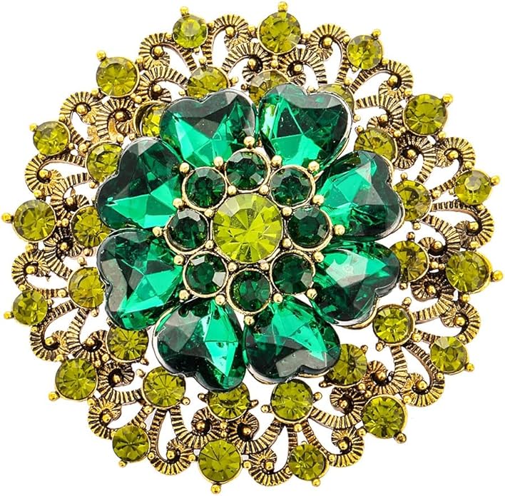 Rhinestone Crystal Flower Brooch Pin for Women,Vintage Multicolor Crystal Floral Lapel Pins Statement Sunflower Brooch Fashion Bride Formal Dress Jewelry