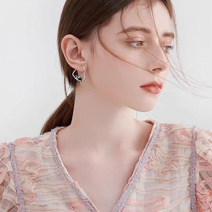YFN Animal Earrings Sterling Silver Animal Heart Hoop Dangle Earrings Cute Jewelry Gifts for Women