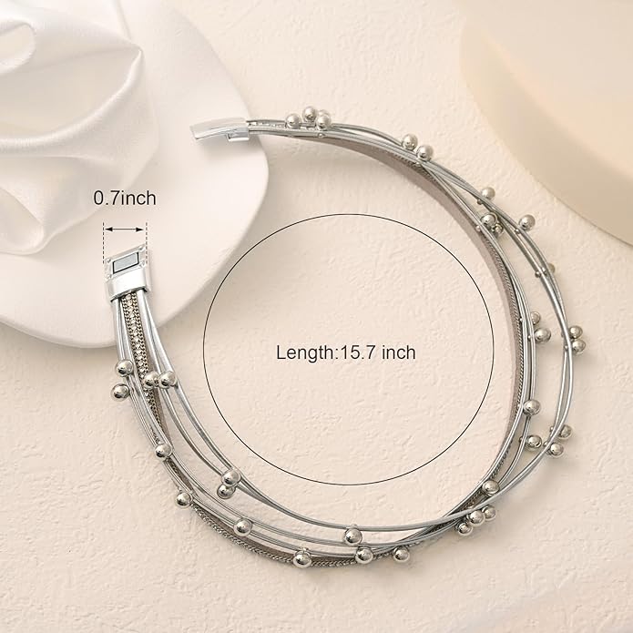 VIBILIA Boho Leather Wrap Bracelets for Women Multi-Layer Bracelets with Strong Clasp Jewelry for Women