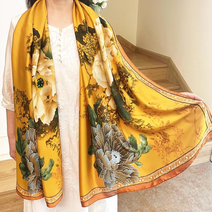 Long Silk Like Scarf Lightweight Satin Scarves Large Sunscreen Shawl Wrap for Women