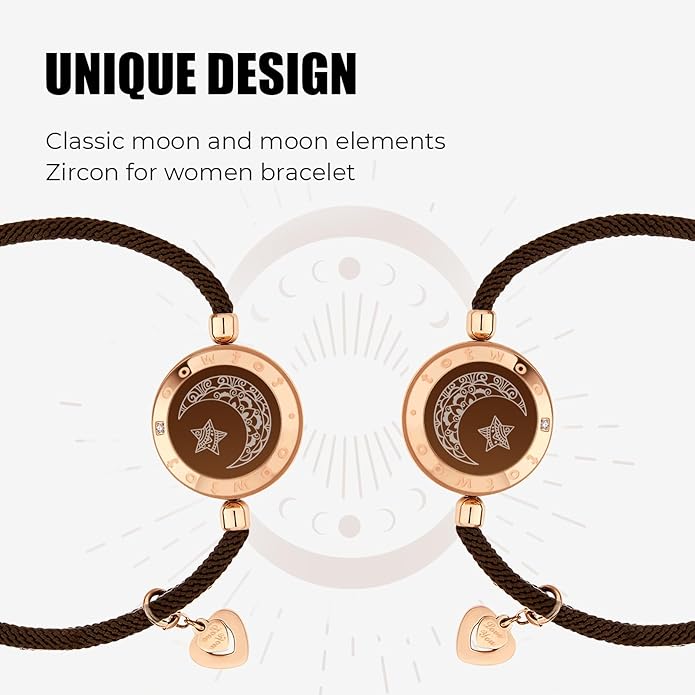 TOTWOO Long Distance Touch Bracelets for Couples, Smart Light & Vibration Love Jewelry, Long Distance Valentines Day Gifts for Him Her Women Men, One-to-One Bluetooth Pairing via App