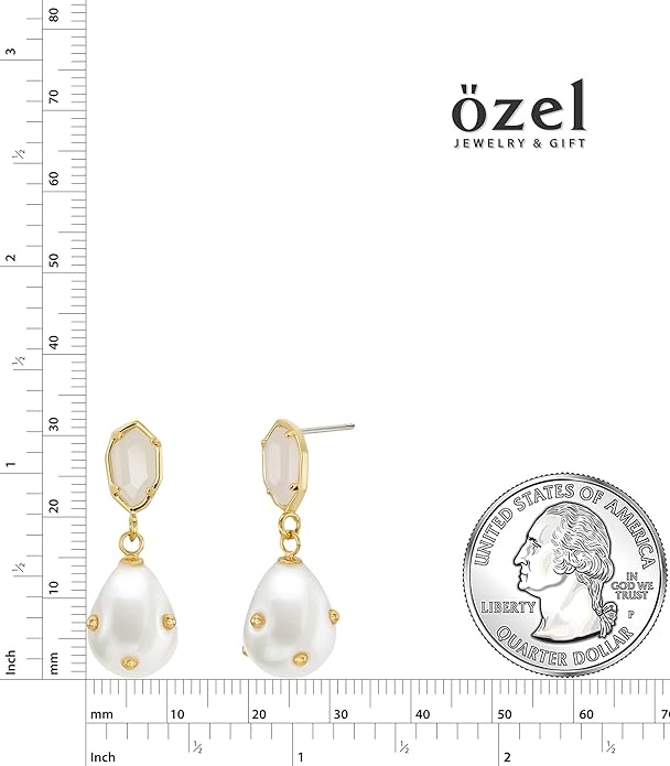 OZEL – Crystal Earrings for Women Dangle – 14K Gold Plated Lightweight Daily Fashion Earrings