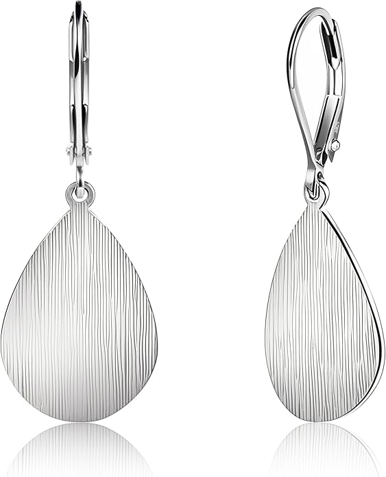 14K Gold Dangle Earrings for Women，Lightweight Circle Disc Coin Geometric Flat Brushed Drop Earrings, Hypoallergenic Leverback Earrings S925 Jewelry