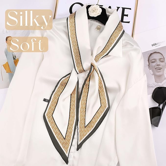Dailyacc Hair Scarf for Women Fashion Silky Satin Headscarf Wrap Breathable Lightweight Neck Scarves For Handbag