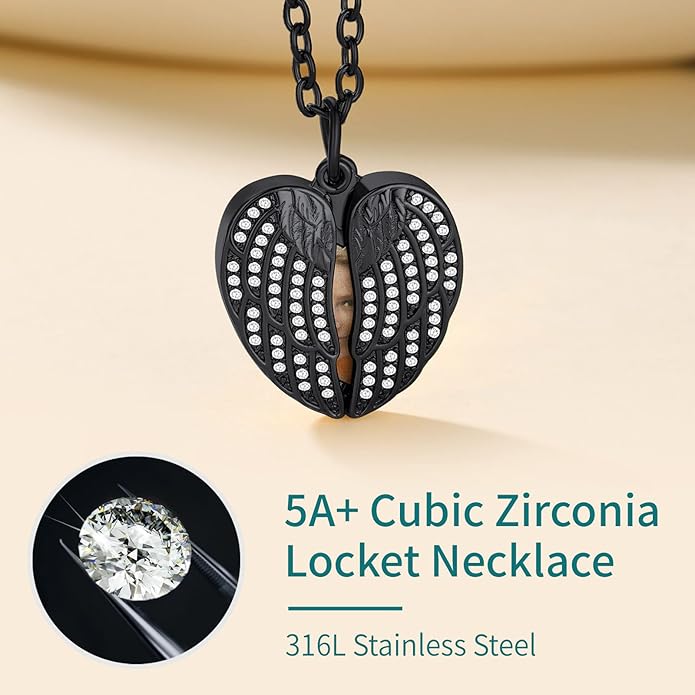Supcare Locket Necklace That Holds Pictures-Engraved Photo Pendant Custom Jewellery Gifts for Men Women (with Jewellery Gift Box)