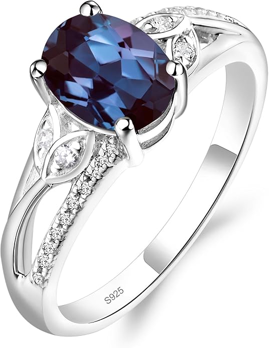 925 Sterling Silver Oval Shaped 8X6 MM Gemstone Ring Leaf Engagement Ring for Women Jewelry