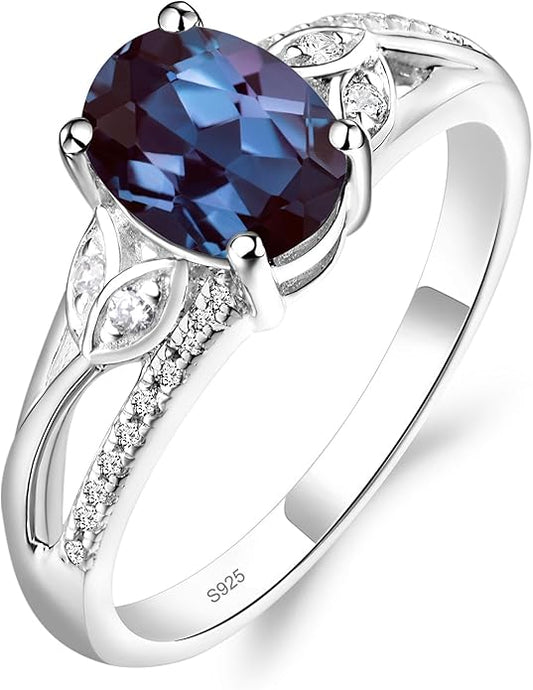 925 Sterling Silver Oval Shaped 8X6 MM Gemstone Ring Leaf Engagement Ring for Women Jewelry