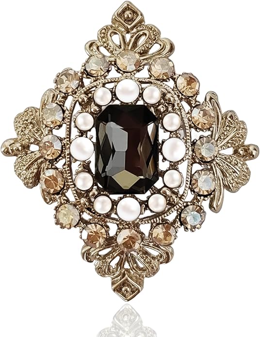 Vintage Brooch Pin for Women Girls Baroque Retro Gold Cross Brooch Accessories Elegant Austrian Crystal Rhinestone Brooch Pin Dress Coat Sweater Suit Party Wedding Gifts Victorian Bridal Jewelry