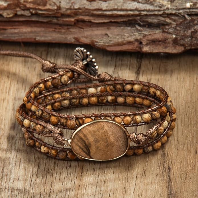ZOSOJONA Boho Wrap Bead Bracelet for Women - Handmade Adjustable Natural Stone Beaded Bracelets Rope Yoga Healing Bracelet Bangle Hippie Jewelry