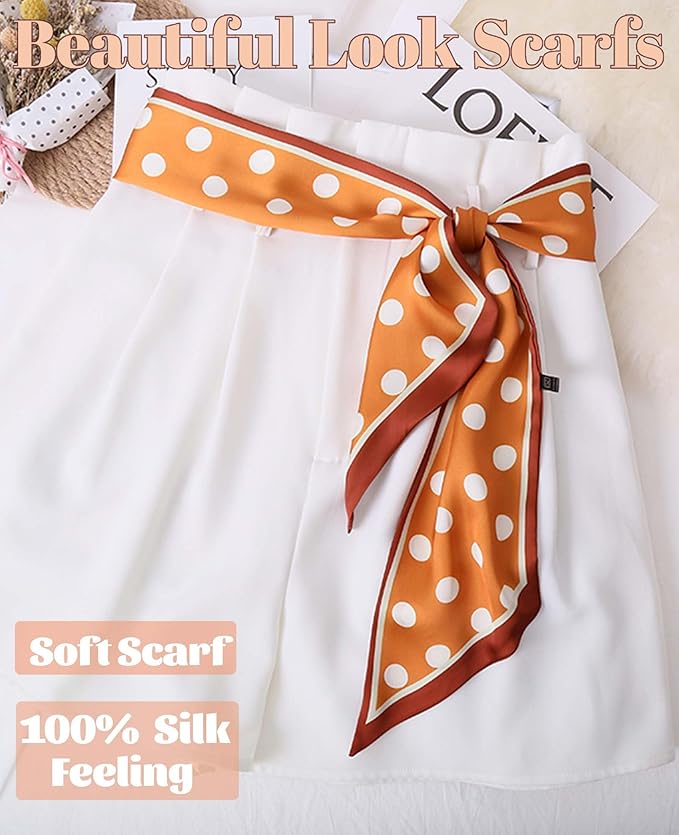 kcctoo 59" Mulberry Silk Like Head Scarf Women's Fashion Square Neck Satin Scarfs for Bag Hair Scarves Gift 59 * 5.9”