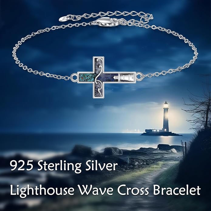YFN Cross Bracelet Sterling Silver Religious Cross Bracelet Jewelry Gift for Women Men