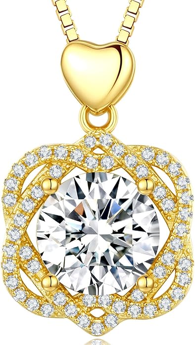 InfinityLove Heart Necklaces for Women,3 Carat Moissanite Necklacce,Moissanite Pendant Necklace,Anniversary Birthday Gifts for Women,Mom, Girlfriend, Jewelry Gifts for Christmas Valentine's Day
