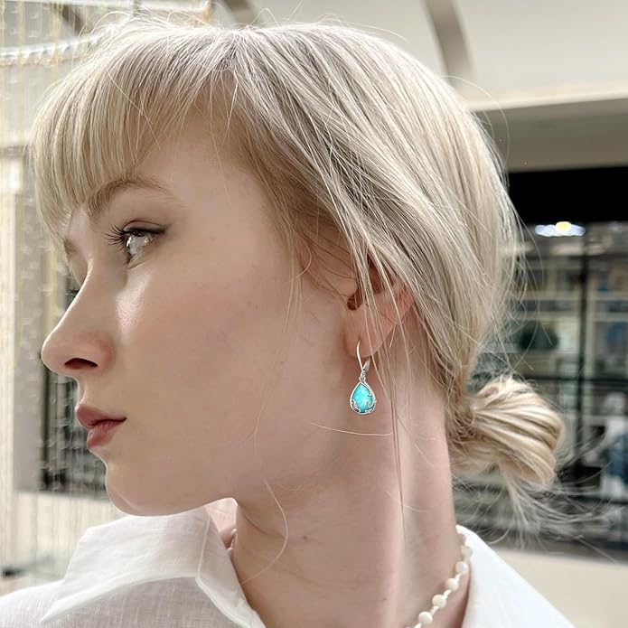 Black Cat/Turtle/Moonstone//Turquoise/Flower/Tree of Life Earrings Sterling Silver Cute Animal Leverback Dangle Earrings Jewelry Gifts