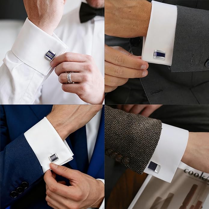 HAWSON 12 Pairs Cufflinks Set for Men, Classic Silver Gold Tone Cuff Links for Mens Suits Tuxedo Shirts - Elegant Box Included