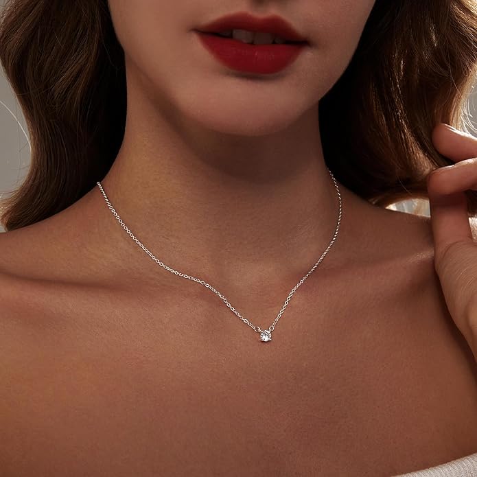 Zeffy Diamond Necklaces for Women, Dainty Gold Necklace 18k Gold Plated Layered Necklaces Simple Gold CZ Diamond Pendant Necklaces for Women Trendy Jewelry Gifts for Girls