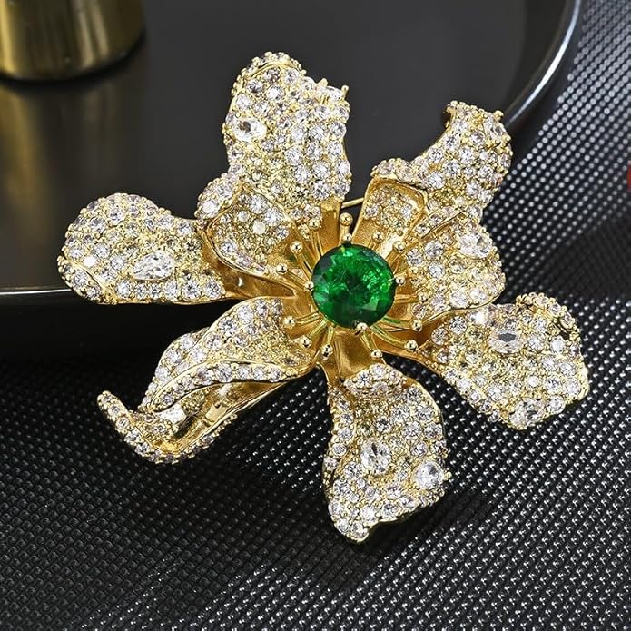 UNVAK Rhinestone Flower Brooch - Crystal Flower Pin for Women - Valentine's Day & Mother's Day Gift