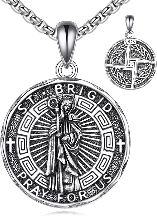 YFN Patron Saint Necklace Sterling Silver Amulet Medal Pendant Religious Protector Jewelry Gifts for Women Men