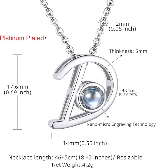 Custom4U Personalized Initial Picture Necklace for Women, Projection Necklace with Picture Inside, Gold/Silver Letter Pendant Necklace, Custom Photo Gifts for Mom Wife Birthday Valentines