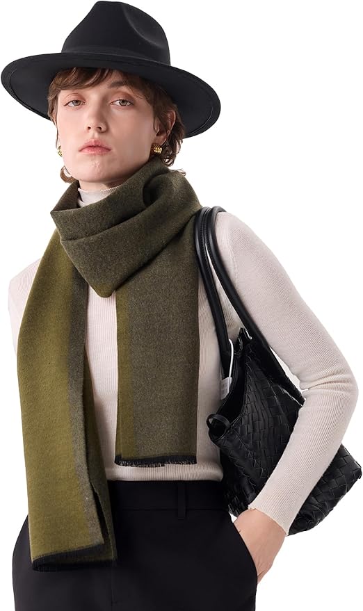 ZHE JIN Luxurious Silk Scarf for Women, Warm Soft Scarves Winter Gift for Her, 100% Brushed Mulberry Silk, Gentleman, 71"x12"