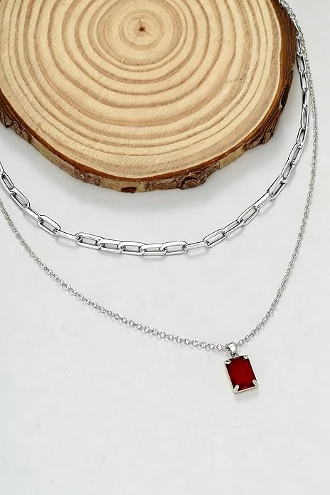 Gold Layered Pendant Necklaces for Women 14k Gold Plated Crystal Choker Necklace Paperclip Rhinestone Necklace Party Prom Jewelry