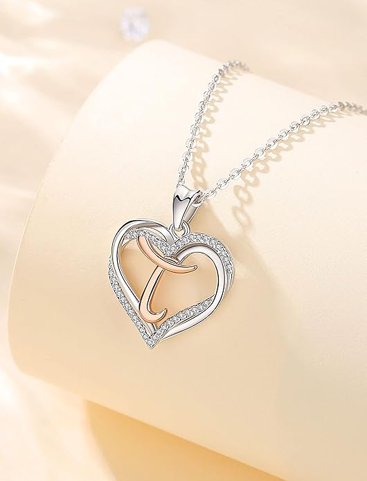 INFUSEU Unique Initial Necklaces for Women Girls Small Heart Letter Jewelry, Meaningful Personalized Gifts