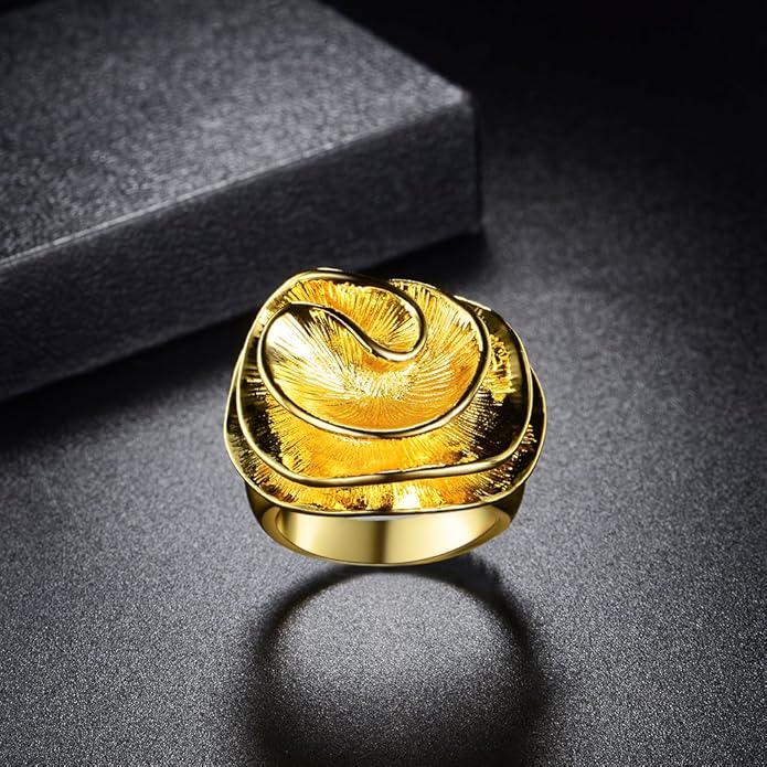 Mytys Cocktail Rings for Women Fashion 18K Gold Plated & Silver Flower Statement Ring Wedding Engagement Party Jewelry Gift