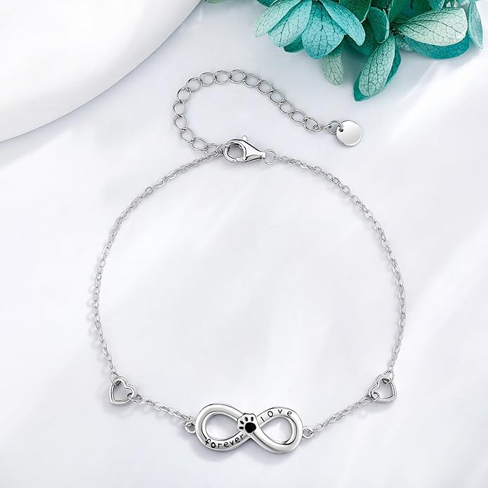 Mustard Seed Cross/Paw Print/Butterfly/Sunflower/Compass/Moss Agate Bracelet for Women 925 Sterling Silver Graduation Link Bracelet Jewelry for Women