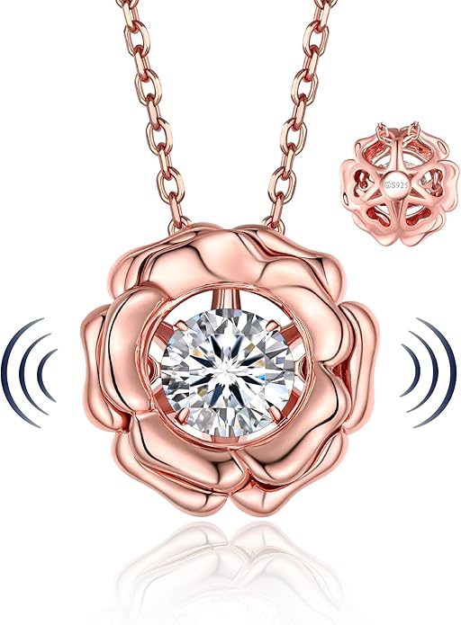 MomentWish Necklace for Women, Sparkling Gift for Her, 1Carat Moissanite Heart Pendent for Her, 925 Sterling Silver Dance Necklace for Anniversary Christmas Valentines