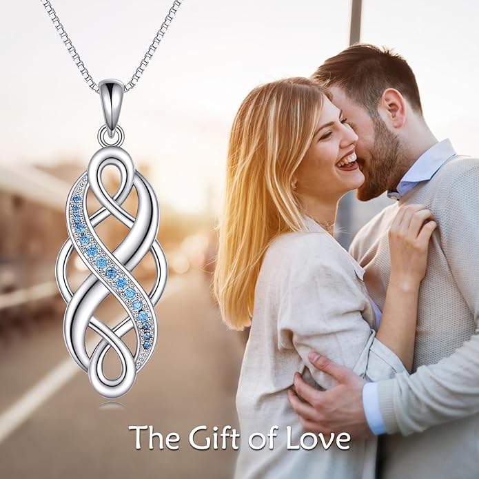 YFN Irish Celtic Knot Created Opal Pendant Necklace Sterling Silver Black Necklaces for Women Men 18"