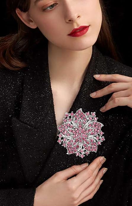 Rhinestone Bauhinia Flower Brooch Pin - Elegant Clothing Accessory for Women - Big Crystal Flower Brooch for Christmas, Halloween, Birthday, Party, Wedding Costume Jewelry