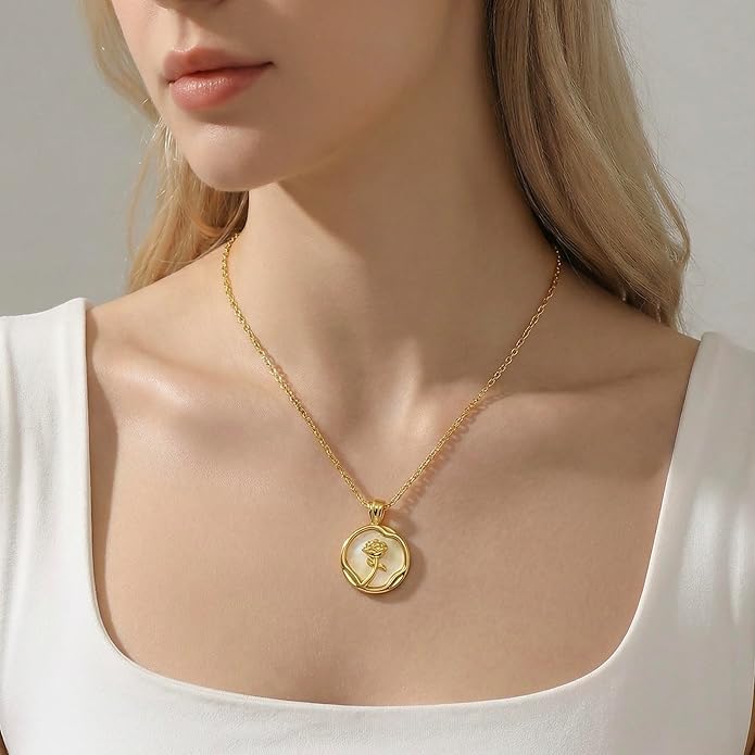 Lume Pick Mother of Pearl & Tiger Eye Copper Gold Plated Necklace,Birthday Gifts for Women, Fashion Jewelry, Minimalist Retro Bohemian Cute Styles