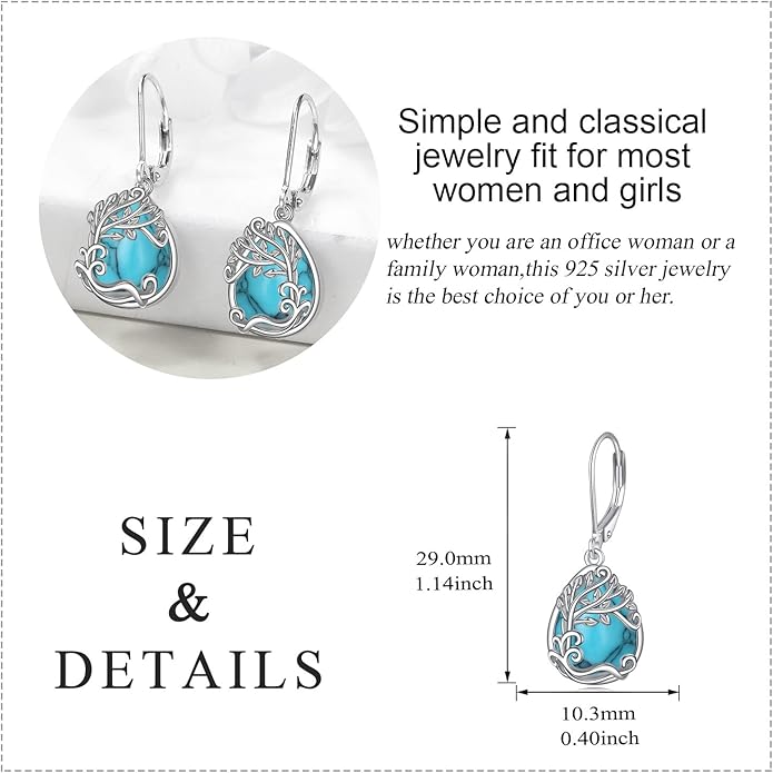 Moonstone Filigree Drop Dangle Teardrop Earrings 925 Sterling Silver Moonstone Leverback Earrings for Women Jewelry Gifts