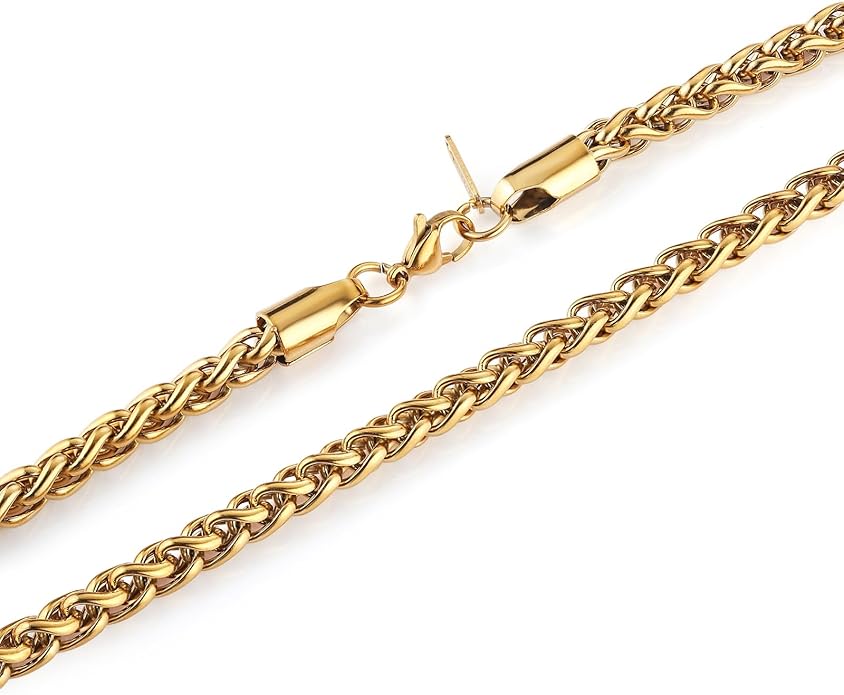 HZMAN 3.0 mm Stainless Steel Wheat Silver Chain Necklaces for Men & Women 16" -36"