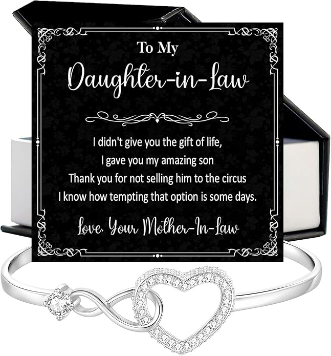 To My Beautiful Daughter In Law Bracelet From Mother-In-Law, Daughter In Law Birthday Gifts, Infinity Star Heart Bracelet For Her With Heartfelt Message Card & Elegant Box, Bonus Daughters Bracelets