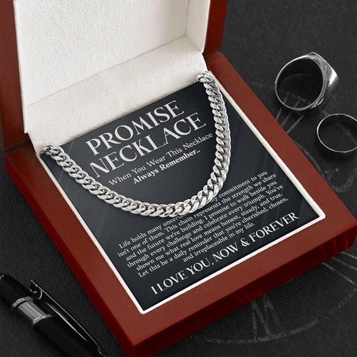VIRAGIL To My Man Necklace Chain for Men, Silver Stainless Steel Chain Jewelry, Romantic Gift from Partner for Birthday Valentine or Everyday Wear with Meaning