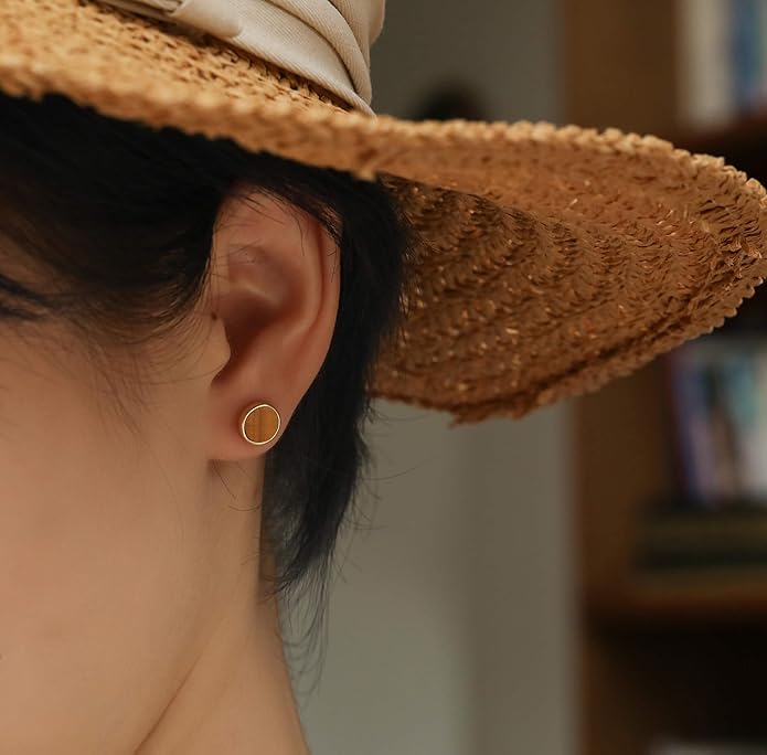 S.Leaf Gold Stud Earrings for Women 925 Sterling Silver Hypoallergenic Mother of Pearl Shell Stud Chain Earrings Friendship Jewelry Gifts for Women Her