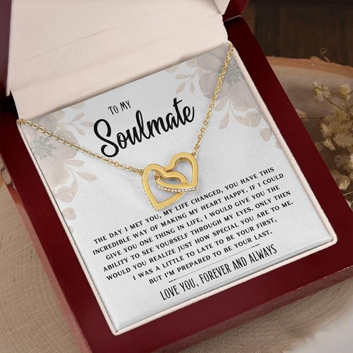 To My Soulmate Necklace For Women, Soul Mate Jewelry for Women, Future Wife Gifts, To My Wife Necklace from Husband, Gifts for Girlfriend, Pendant With Message Card