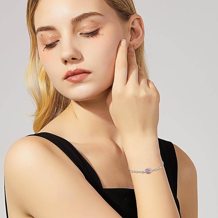 Christmas Gifts Birthstone Bracelet for Women 925 Sterling Silver Infinity Love Jewelry Birthday Gifts for Women Mom Wife Girlfriend