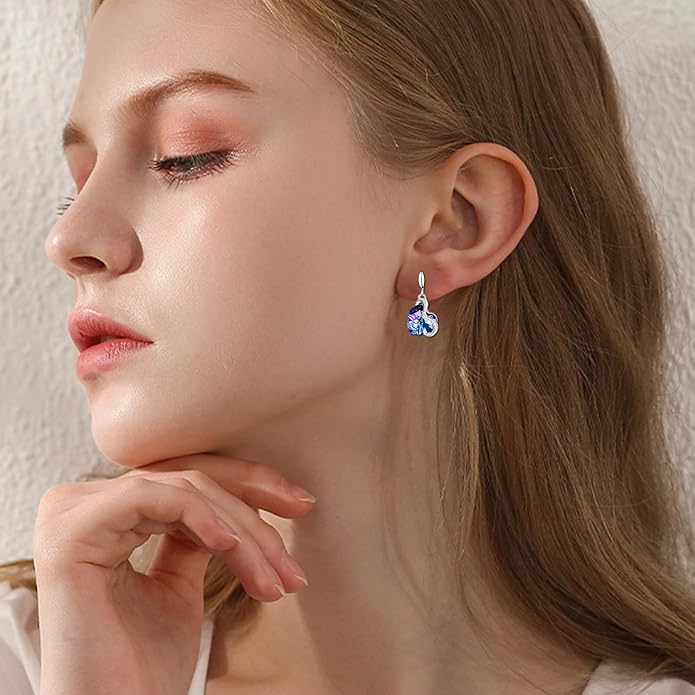 Blissful Heart Crystal Jewelry Sets For Women 18K White Gold Plated Bracelet Necklace and Earrings Sets for Wife Girlfriend or Mothers Idea Gift for Special Women in Life