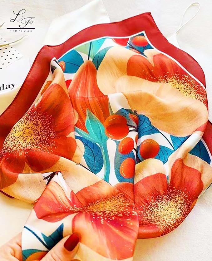 Hioyiwse Satin Bandanas Head Scarf For Women Hair Scarves Accessories Lightweight Fashion Wrap Neck Silk Sleeping Headscarf