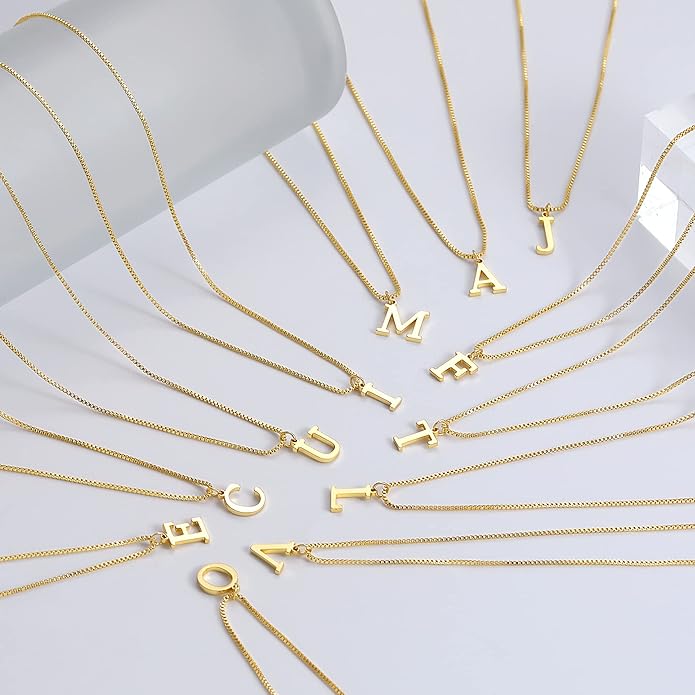 Foxgirl Gold Initial Necklaces for Women, Dainty Gold Letter Necklace Tiny A-Z Pendant Choker Necklace Trendy Cute Personalized Monogram Name Necklace Gold Jewelry Necklace for Women Gift