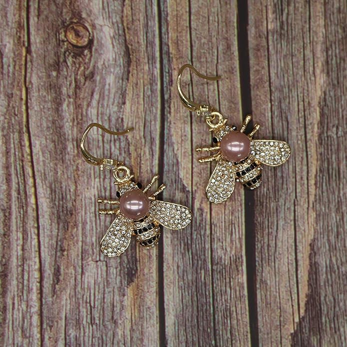Honey Bee Brooches Crystal Insect Themed Bee Brooch Animal Fashion Shell Pearl Brooch Pin Gold Tone
