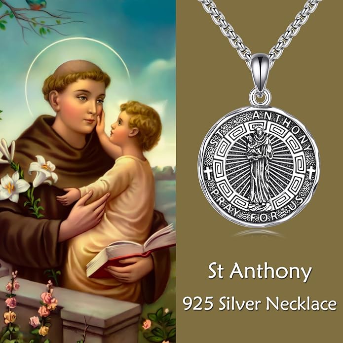 YFN Patron Saint Necklace Sterling Silver Amulet Medal Pendant Religious Protector Jewelry Gifts for Women Men