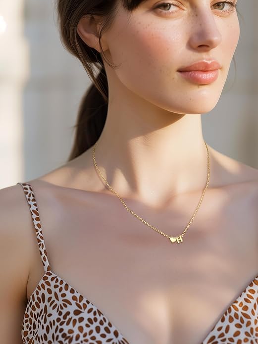 PROSILVER Initial Heart Necklace for Women, 925 Sterling Silver Tiny Heart Letter Necklace Siver, Gold Necklace, Come with Box