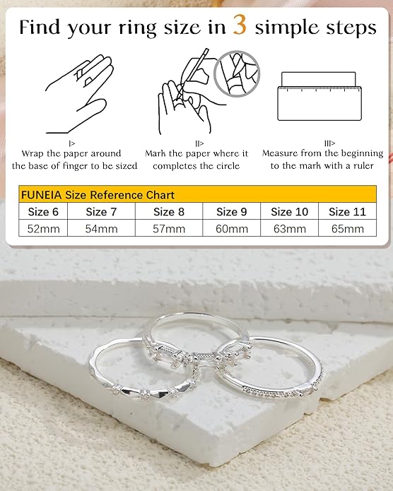 FUNEIA Stackable Silver Gold Rings for Women Non Tarnish 14K Gold Plated Thumb Cubic Zirconia Rings for Women Dainty Pinky Promise Wedding Ring Set Women's Engagement Eternity Band Rings Gold Jewelry