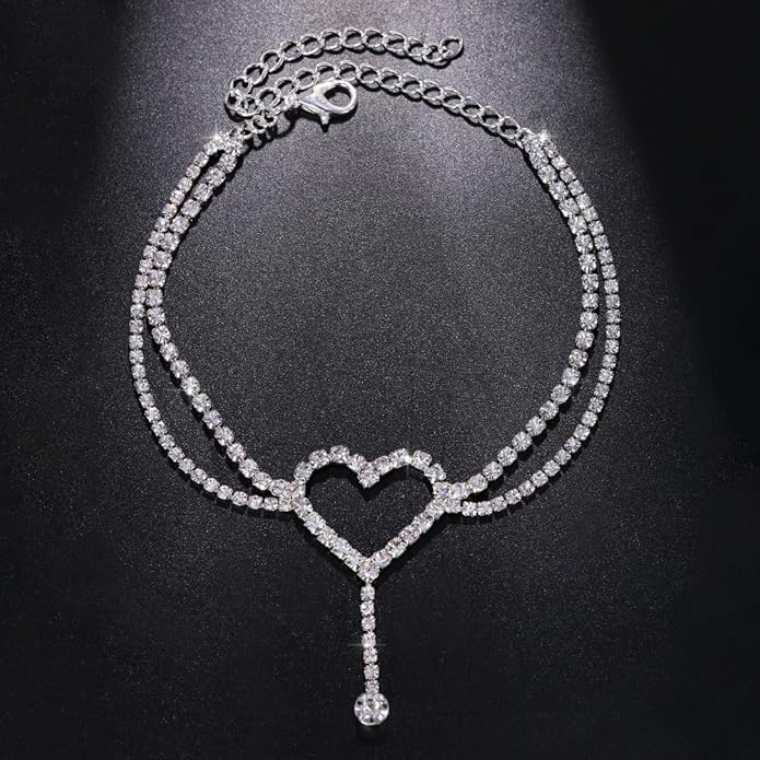 Ankle Bracelets for Women Waterproof Sparkly Anklets Tennis Rhinestone Anklets for Women Starfish Infinity Heart Cross Anklet Bracelet Beach Jewelry
