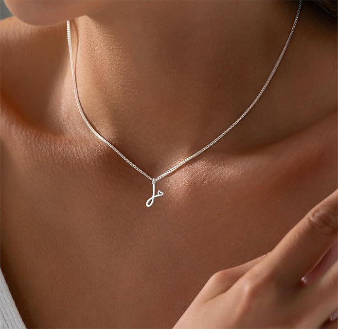 Initial Necklaces for Women Trendy, Dainty Silver Letter Necklace Cute Pendant Choker Name Necklace Personalized Costume Monogram Silver Jewelry Necklace for Women Valentines Gifts